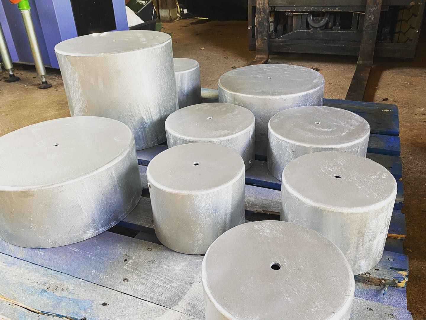 Bespoke tug vent caps, plasma cut, rolled and Tig welded in house prior to galvanising. 5mm S275 plate.