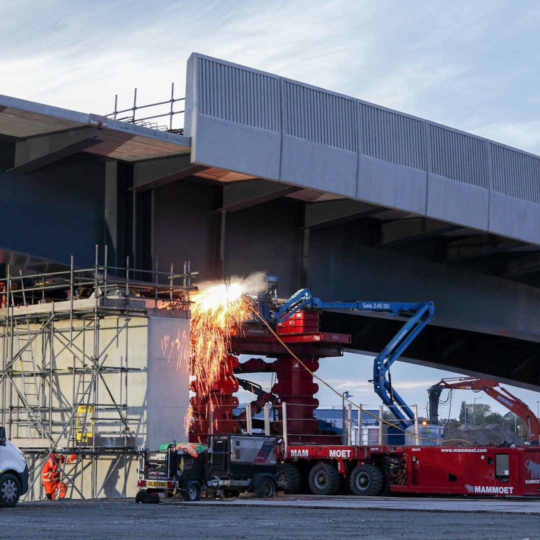 In October 2022 we were contracted by Victor Buyck Steel Construction to carry out the Site welding and AirArc works associated with the installation of the North access Viaduct #1 (NAV1) on the @gullwingbridge project in Lowestoft. This included fabrication, welding and installation of SPMT Taper plates, Jacking compensation plates and securing of the SPMT Support framework for @mammoetglobal. All temporary items were then removed once the span was in final position during a short railway possession. A Great project to be involved with. Looking forward to the arrival of NAV 2 & 3. 

#arcair #victorbuycksteelconstruction #esab #heavyliftproductions #cubitron #gullwingbridge #spmt #mammoet #7018 

Photo credit (first3) to @turnerphotographyuk
